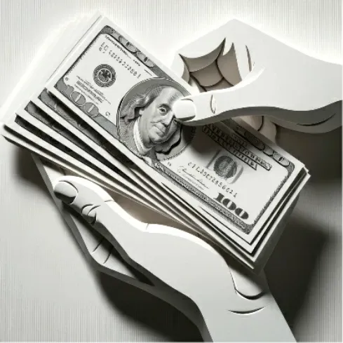 A person manaing some money