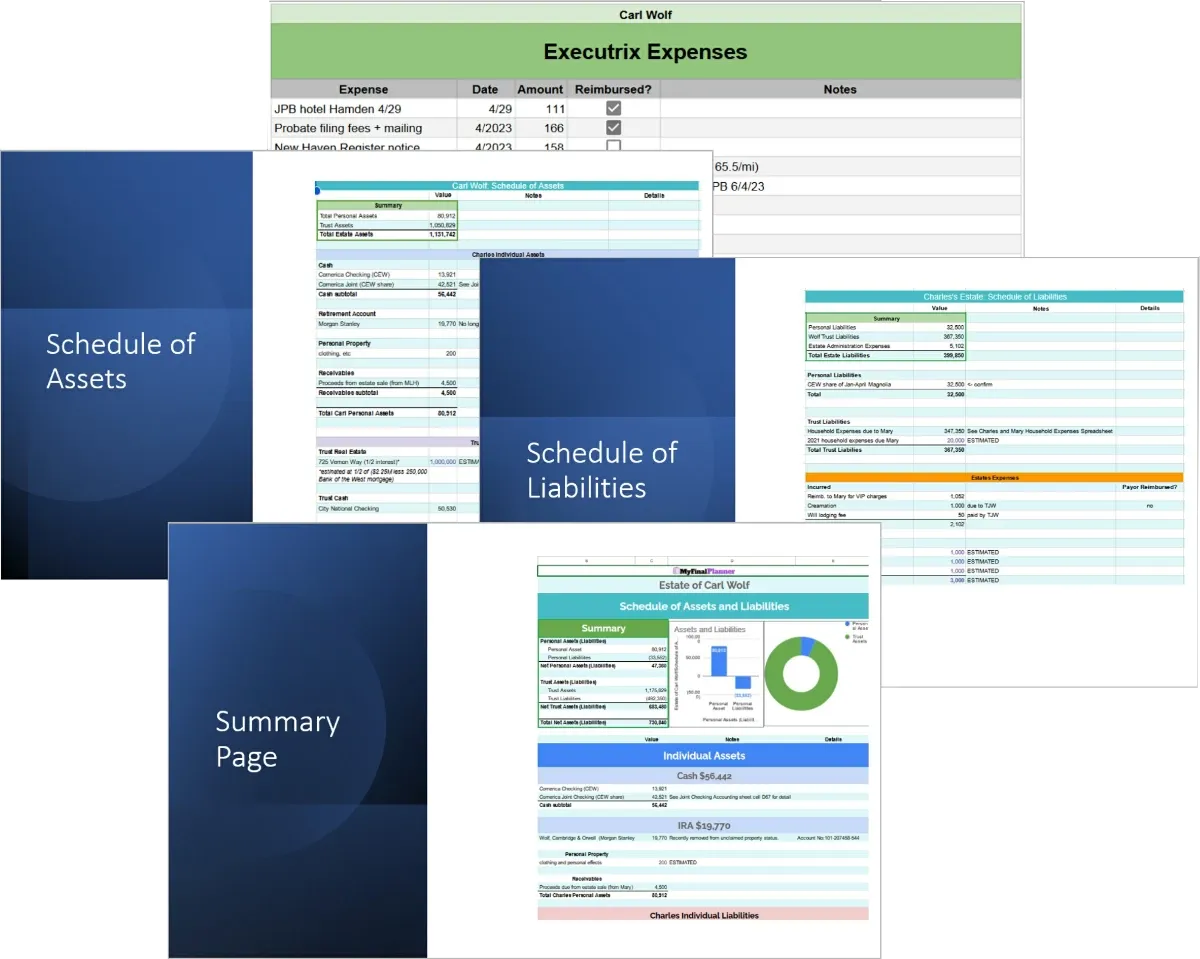 MyFinalPlanner Customized Spreadsheets